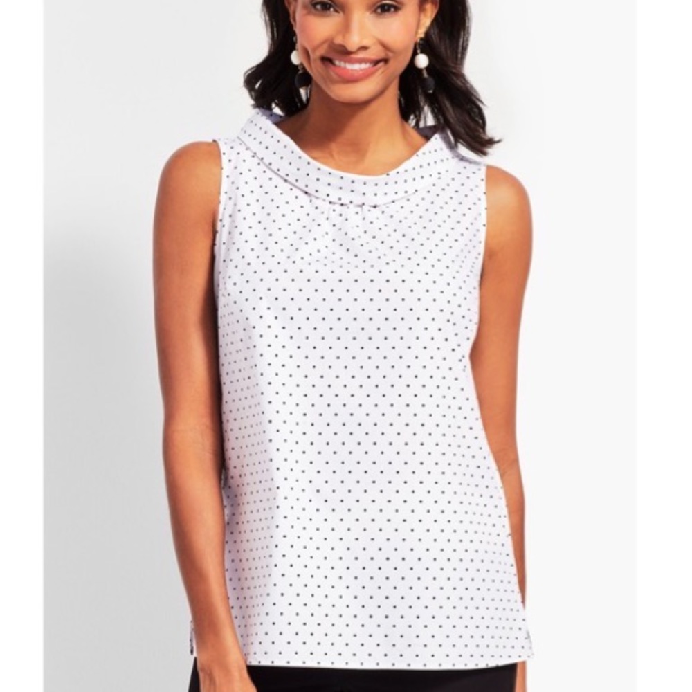 Talbots Mock Neck Bow-Back Dot Shell
